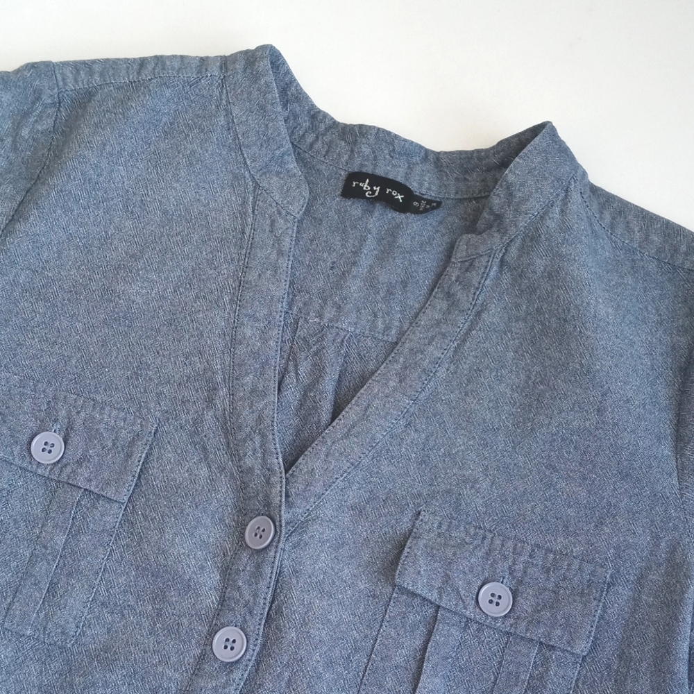 Ruby Rose Women's Soft Denim Blue Shirt 3/4 - Full Sleeve Dress Size 9 - Picture 4 of 13